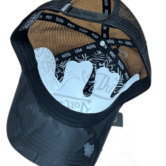 Von Dutch Black Camo Trucker Hat with metallic logo l• Limited Feel - Picture 7 of 7